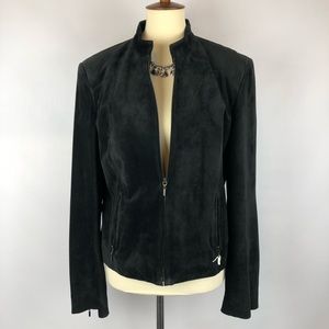 Valerie Stevens, black suede leather jacket